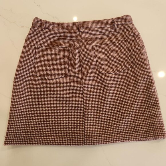 Cupcakes and Cashmere Sz 8 Wool Blend A-Line Mini Houndstooth Brown Skirt Earthy - Picture 9 of 10
